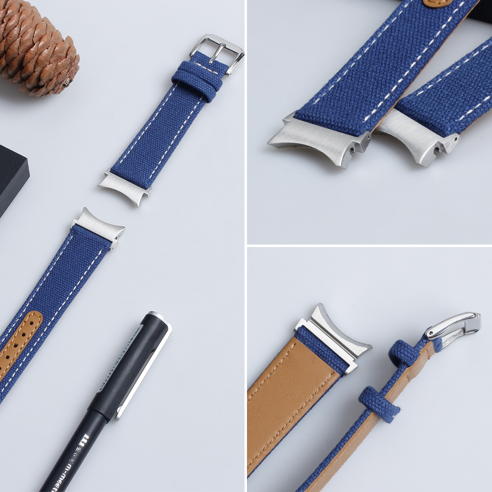 Custom Blue Samsung Galaxy Watch Straps Apple Watch Bands Canvas And