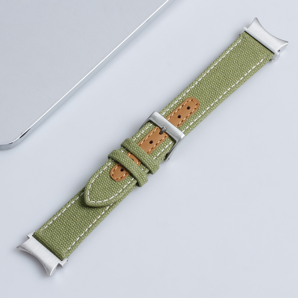 Custom Samsung Galaxy Watch 4 Bands Canvas And Leather Hybrid Watch