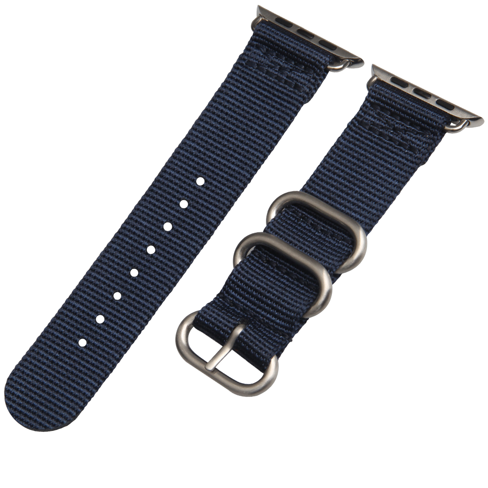 Navy Zulu Band for Apple Watch with Brushed Zulu Hardware From CONKLY