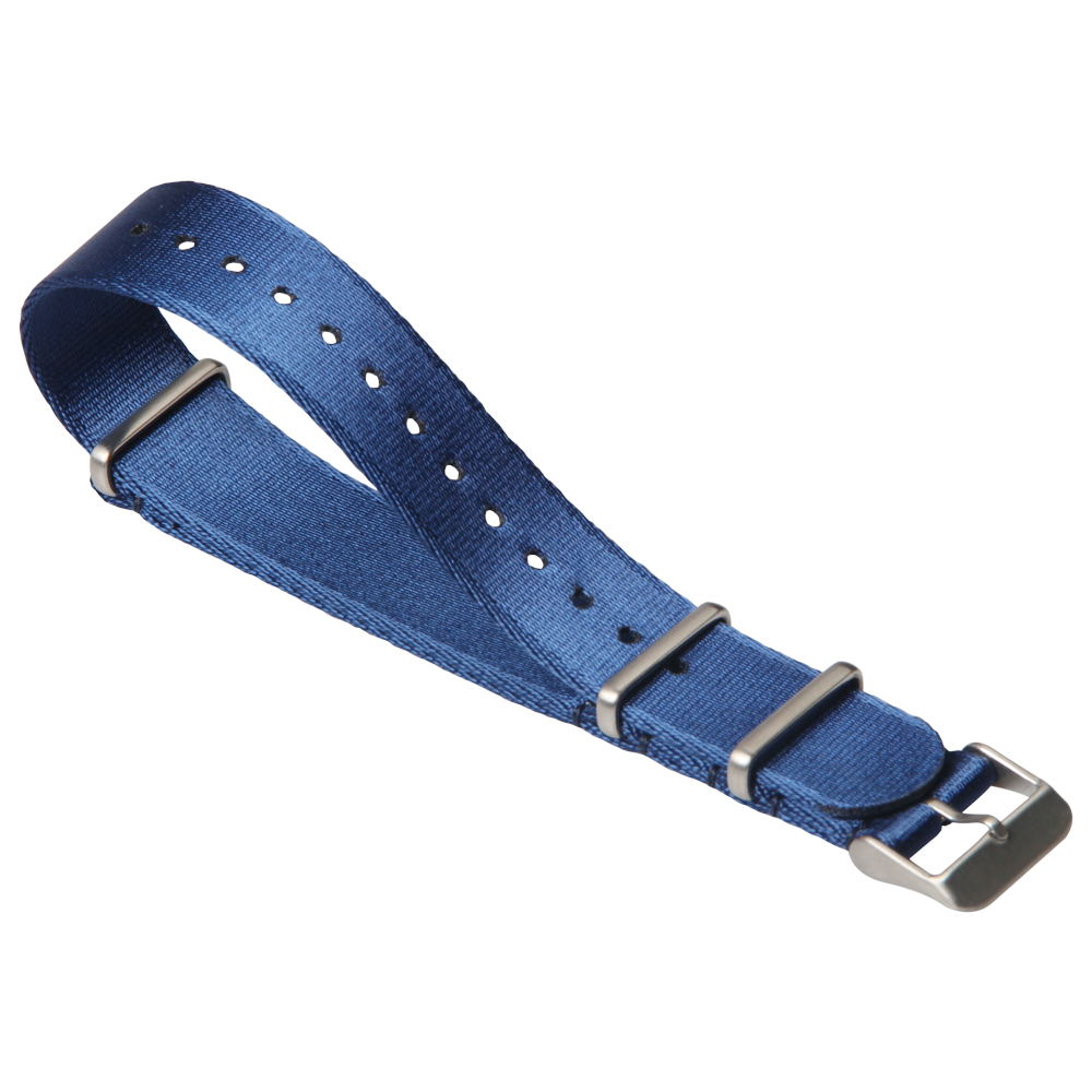 Navy Seat Belt Nylon Nato Watch Strap with Brushed Hardware From CONKLY
