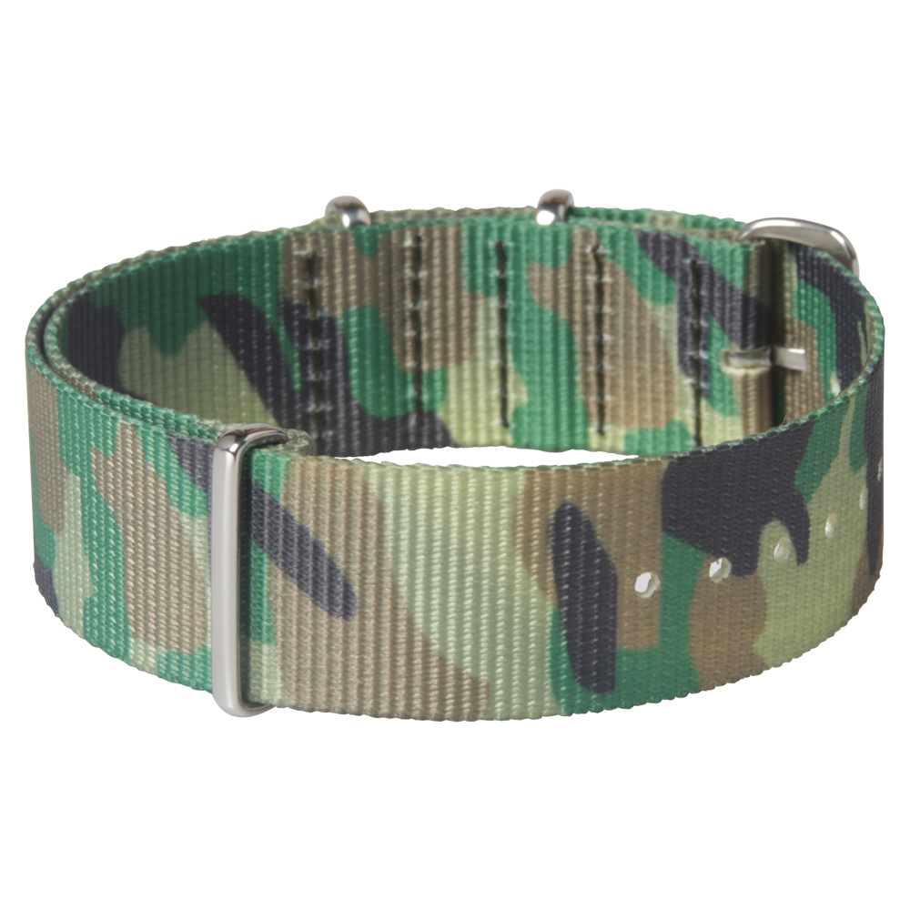 Custom 20mm And 18mm Printed Green Camouflage Nylon NATO Watch Straps ...