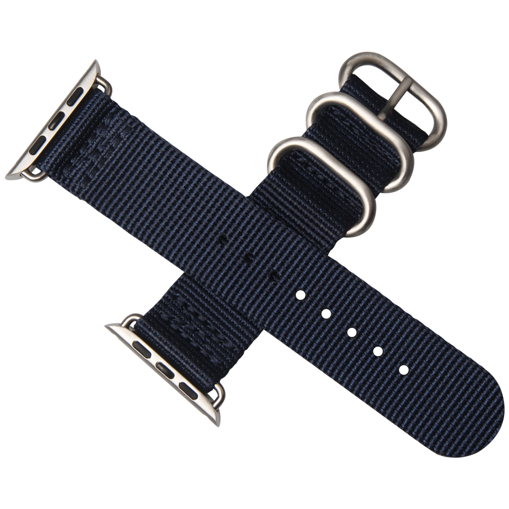 Navy Zulu Band for Apple Watch with Brushed Zulu Hardware From CONKLY