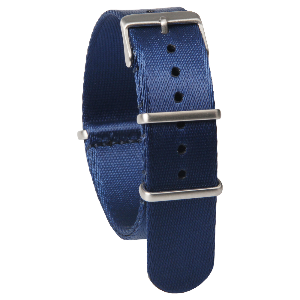 Navy Seat Belt Nylon Nato Watch Strap with Brushed Hardware From CONKLY