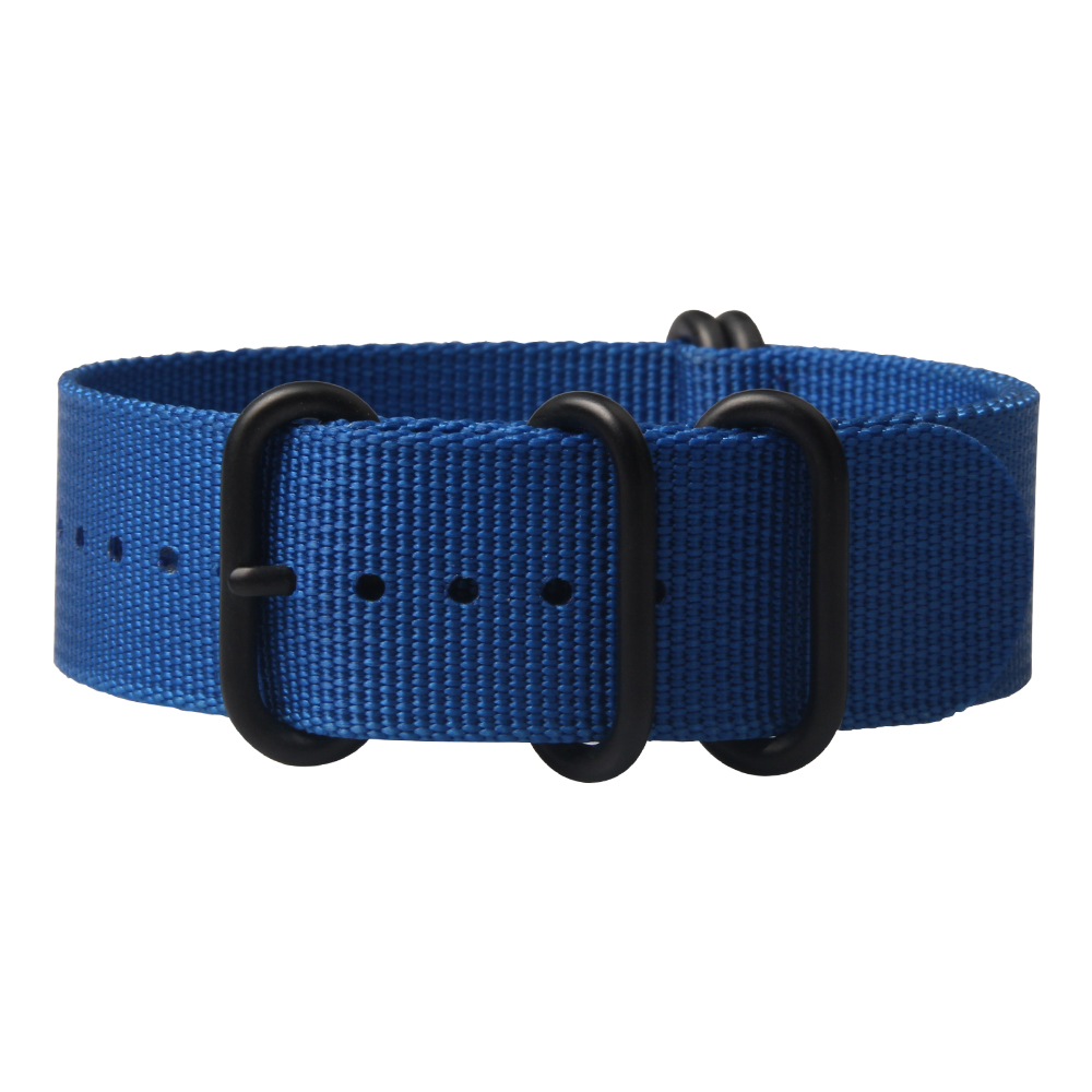 Sell 20mm Blue ZULU Watch Strap with 5 Rings Matte Balck PVD - Buy 5 ...