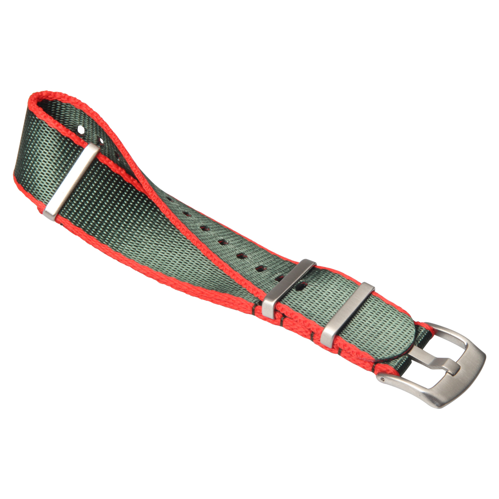 Red army Seat Belt Nato Watch Strap Brushed Hardware Square Keeper in