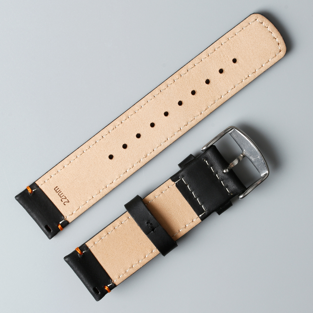 Rough Style 2 Piece of Black Leather Watch Band From CONKLY