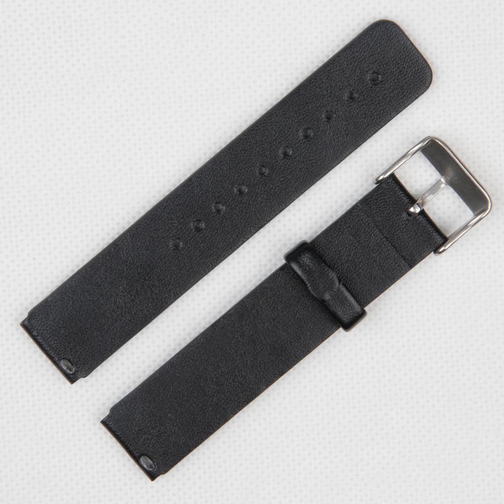 Custom 2 Piece of Dark Black Leather Watch Band with Quick Release