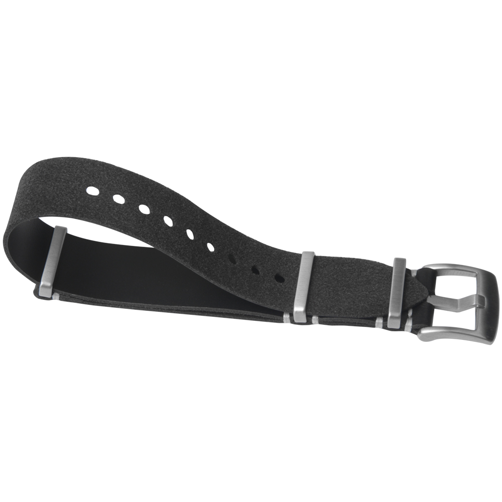 Custom Black Leather Watch Bands with Brushed Buckle in 22mm From